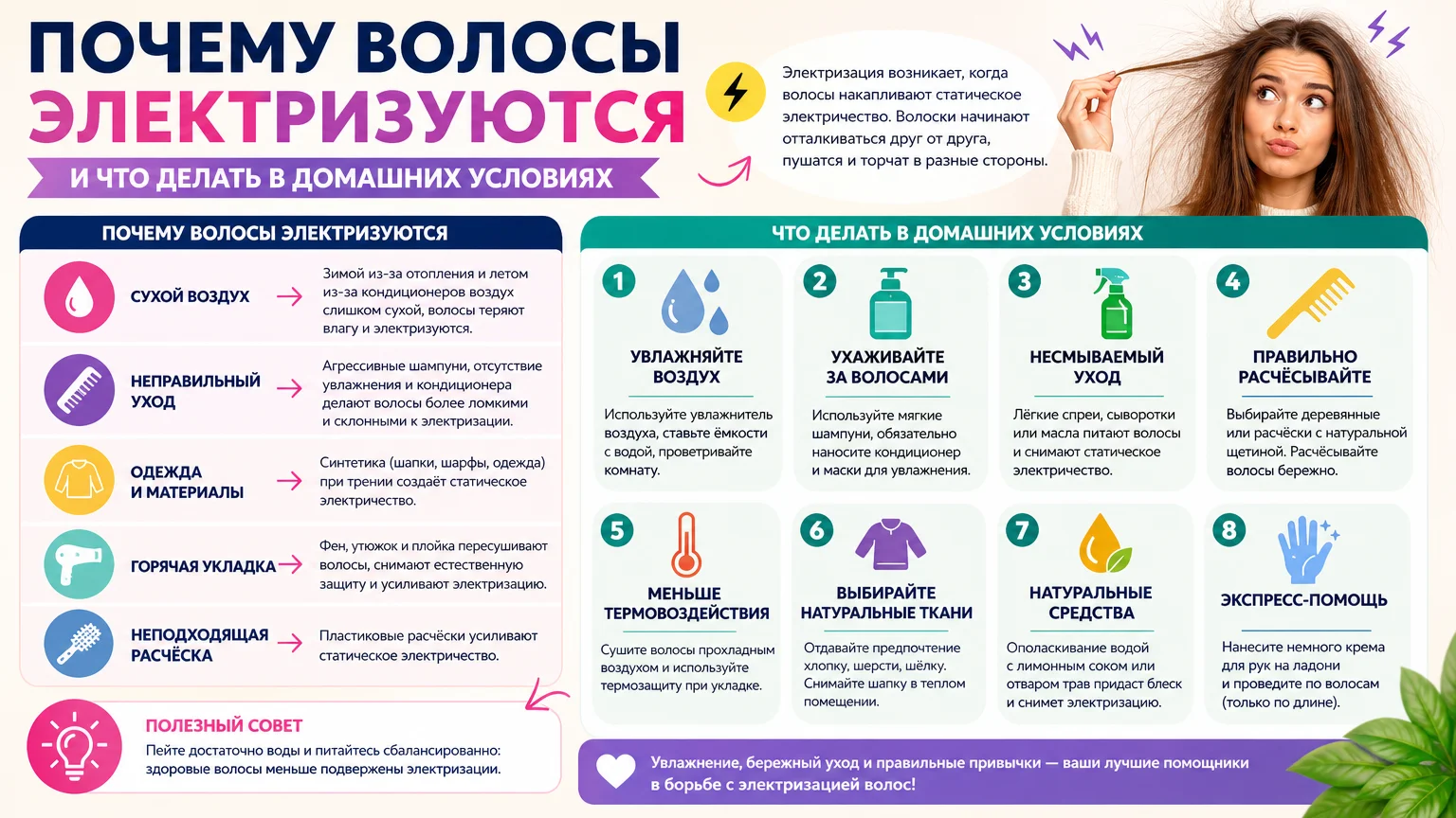 Почему волосы электризуются и что делать в домашних условиях
